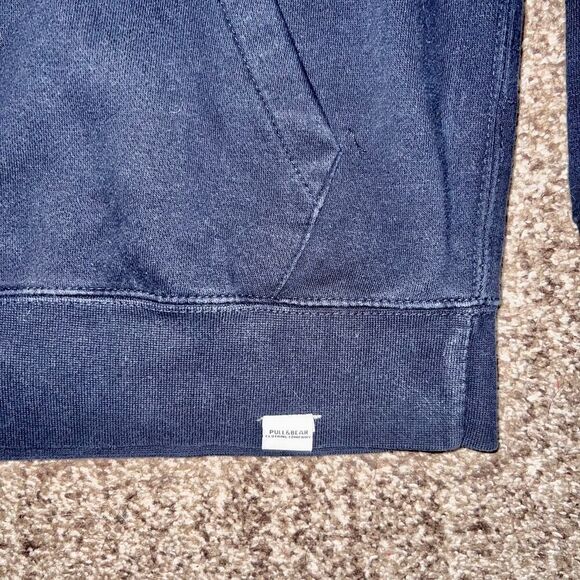 Pull & Bear Men's Pullover Comfort Fit Hoodie in Navy Blue Size Medium - Picture 5 of 8